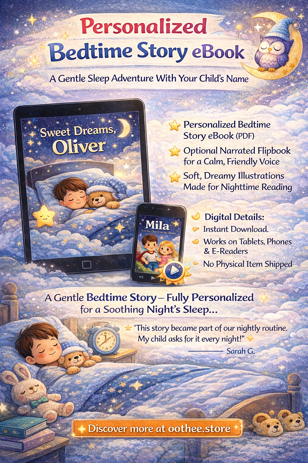 Personalized Bedtime Story eBook – A Gentle Sleep Adventure With Your Child’s Name